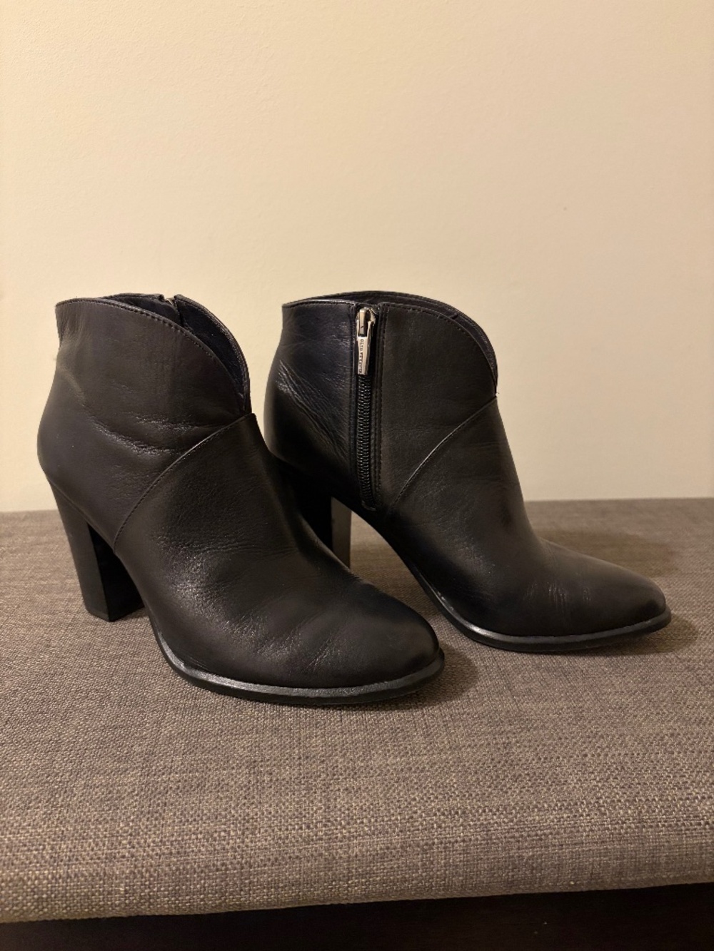 Black Vince Camuto Leather Ankle Boots